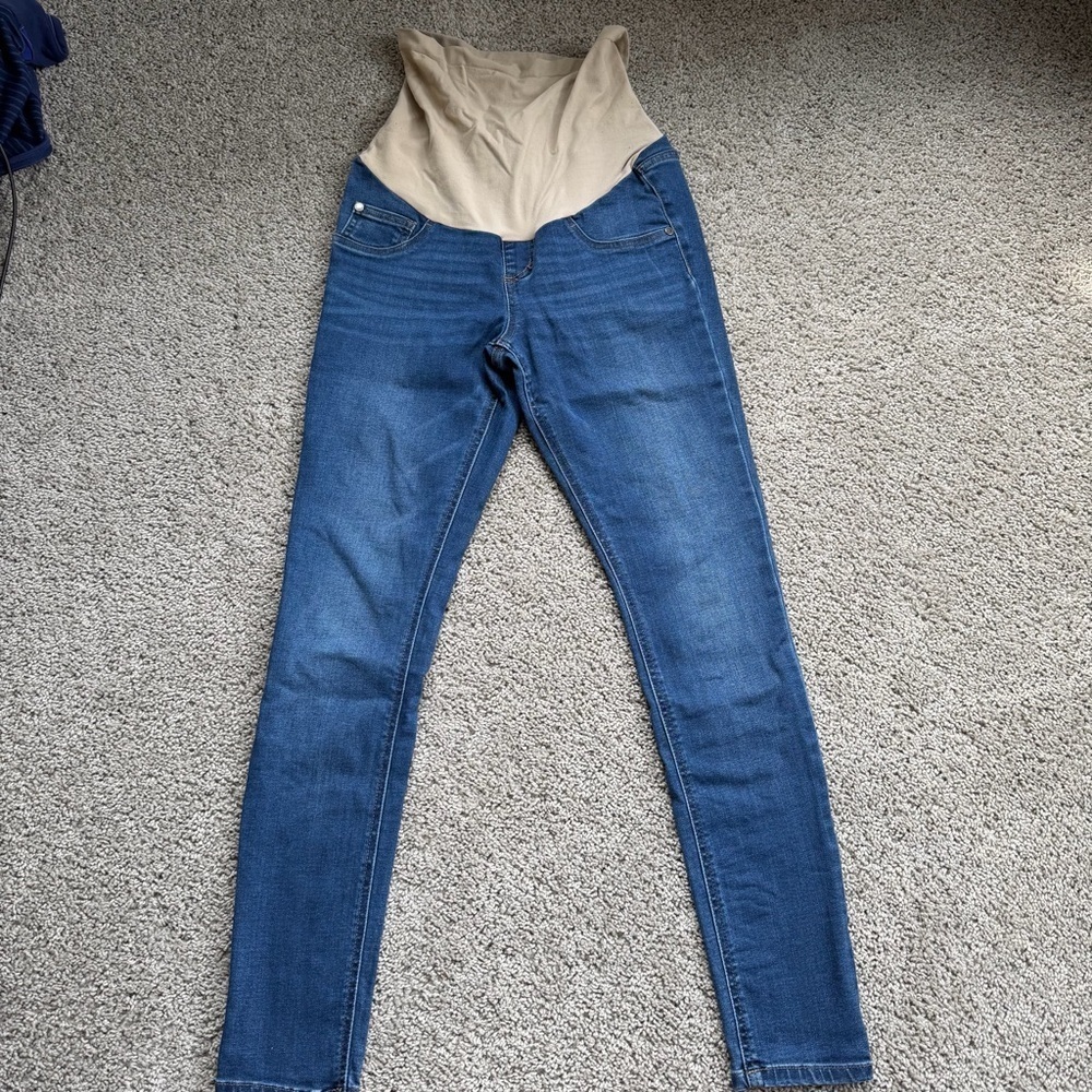 Indigo Blue Medium Wash Maternity Skinny Jeans Size Medium